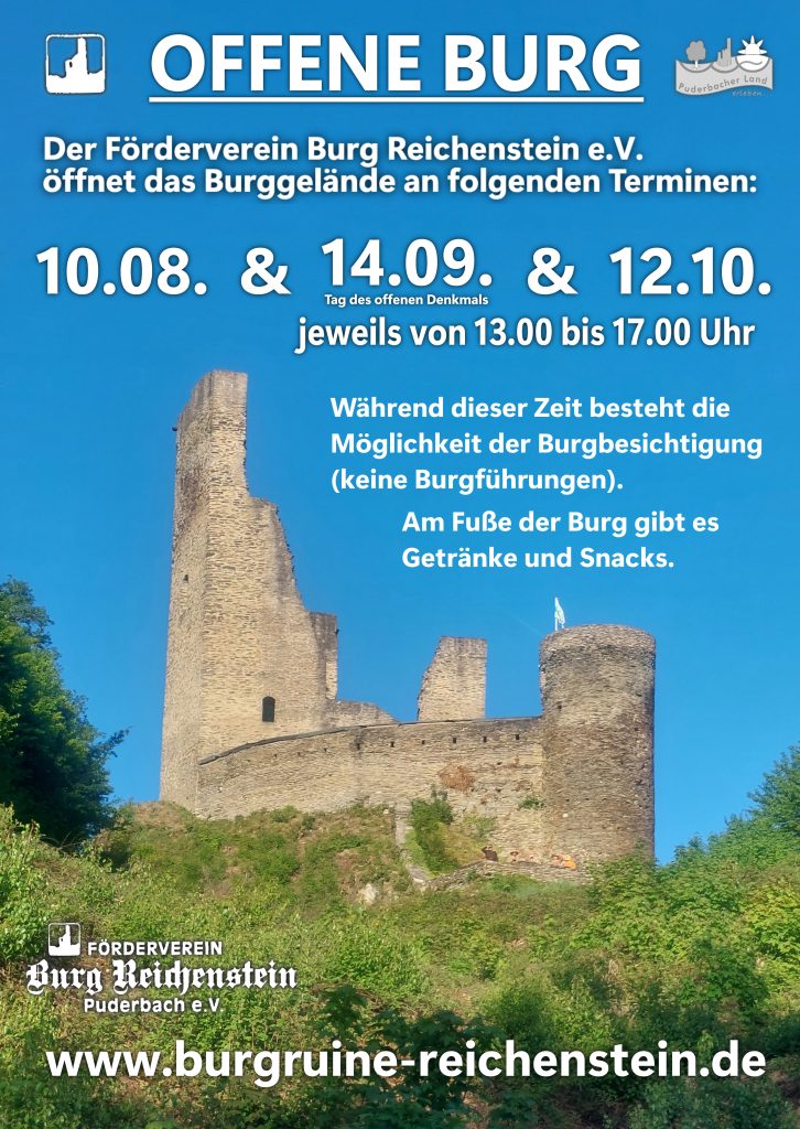 am 10.08., 14.09. und 12.10.2025 an der Burgruine Reichenstein
